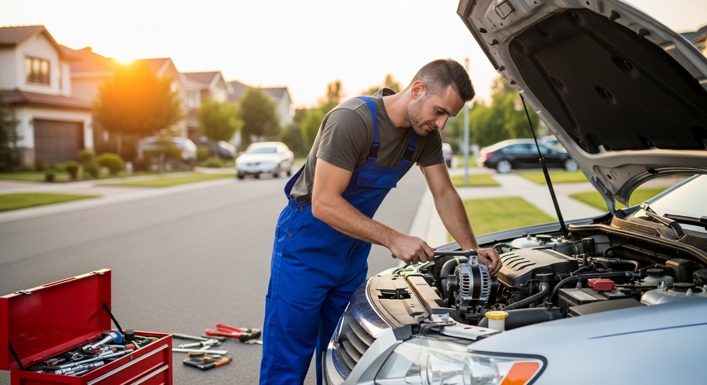 Crew Working Alternator Replacement 4